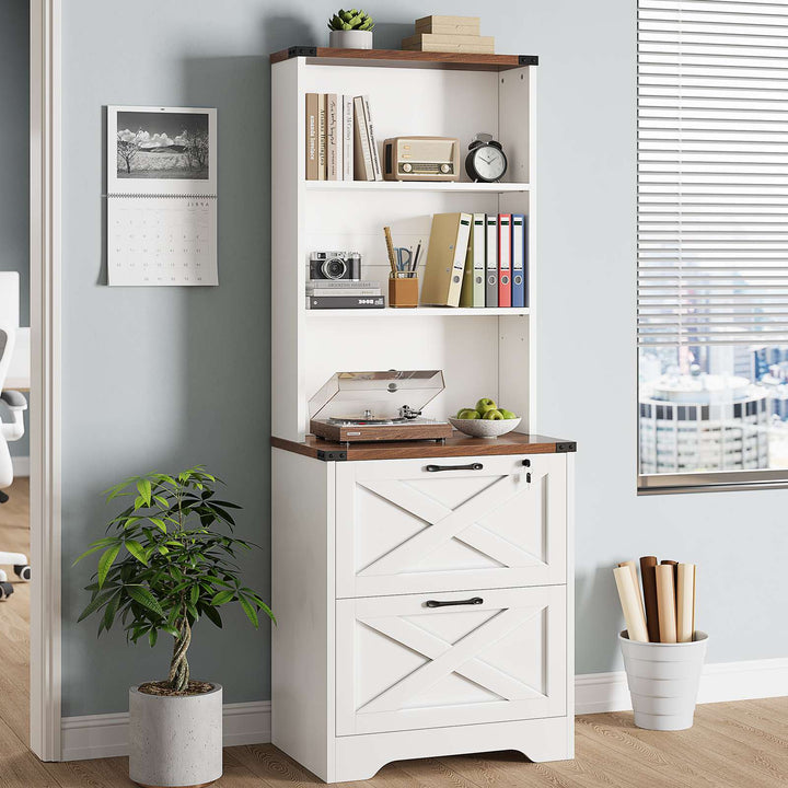 SEDETA | 2 Drawer Wood Filing Cabinet with Lock and Hanging File Folders for Home Office