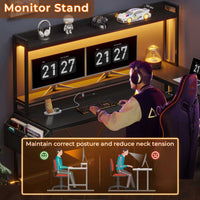 SEDETA 55 Inch L Shaped LED Gaming Desk with Hutch for Home Office