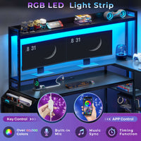 SEDETA 55 Inch L Shaped LED Gaming Desk with Hutch for Home Office