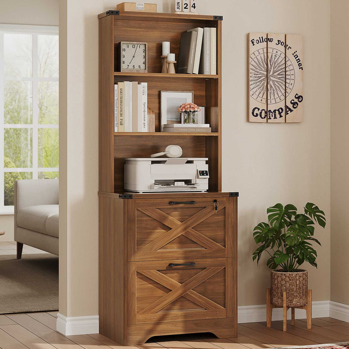 SEDETA 2 Drawer File Cabinet with Lock Wood Filing Cabinet with Adjustable Storage Shelf