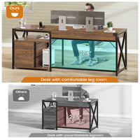 SEDETA | 63 Inch Computer Desk Home Office Desk with File Drawers and Storage Shelves