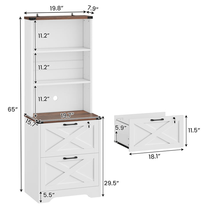 SEDETA® 2 Drawer Farmhouse File Cabinet for Home Office with Adjustable Storage Shelf