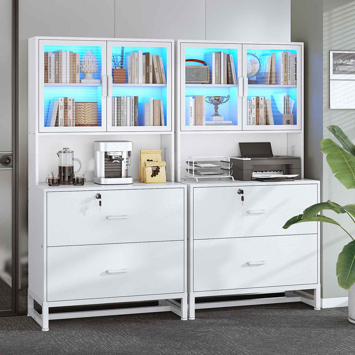 SEDETA | 2 Drawer File Cabinet with Lock and Charging Station Home Office File Cabinet with Storage Shelf