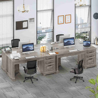 SEDETA | 55 Inch Farmhouse Executive Computer Desk with Storage Drawers