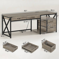 SEDETA 63 Inch Office Desk Computer Desk with File Drawers and Power Outlet