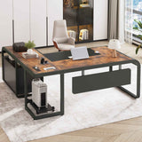 SEDETA | 63 Inch L Shaped Executive Desk Large Computer Office Desk with File Cabinet Drawers Mobile CPU Stand