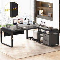 SEDETA 63 Inch L Shaped Executive Desk Computer Desk Spacious Tabletop with Storage Drawers