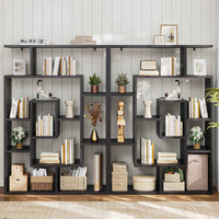 SEDETA 59 Inch Multi-layer Wood Bookshelf Geometric Bookcase with Open Display Storage Shelves for Home Office