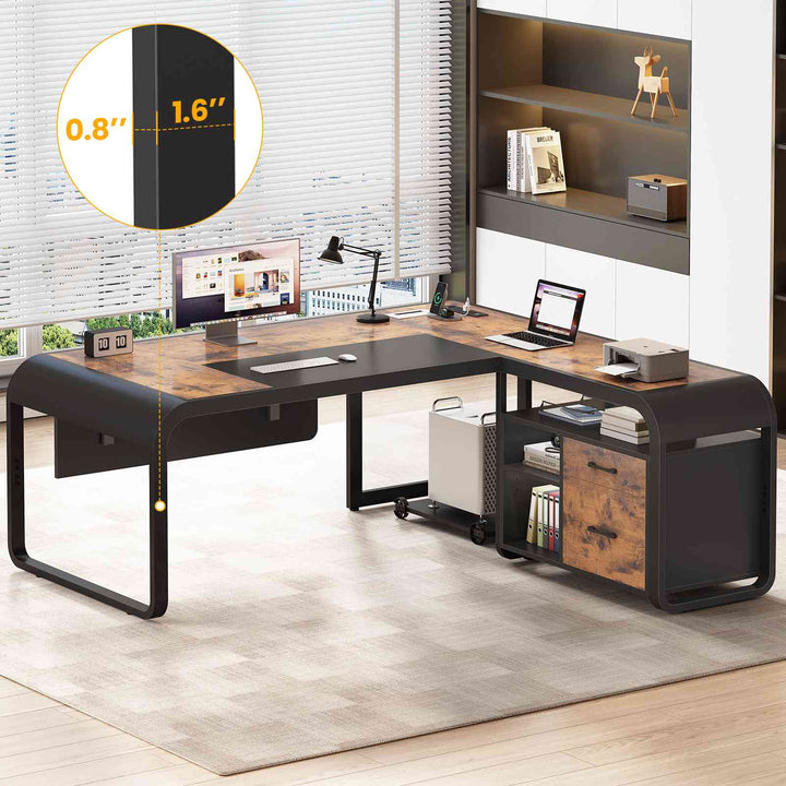 SEDETA 63 Inch L Shaped Executive Desk Computer Desk Spacious Tabletop with Storage Drawers