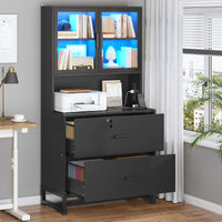 SEDETA | 2 Drawer File Cabinet with Lock and Charging Station Home Office File Cabinet with Storage Shelf