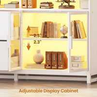 SEDETA | 59 Inch 2 Drawers File Cabinet Display Cabinet with Lock and Power Outlets Printer Stand with Storage