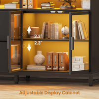 SEDETA | 59 Inch 2 Drawers File Cabinet Display Cabinet with Lock and Power Outlets Printer Stand with Storage