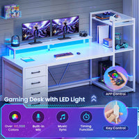 SEDETA 55 Inch LED Gaming Desk Home Office Computer Desk with Large Storage Space