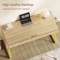 SEDETA 39.4 Inch Executive Computer Desk Natural Oak Writing Office Desk Vanity Desk with Storage Drawers