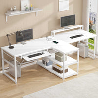 SEDETA 94.5 Inch Office Computer Desk 2 Person Gaming Desk