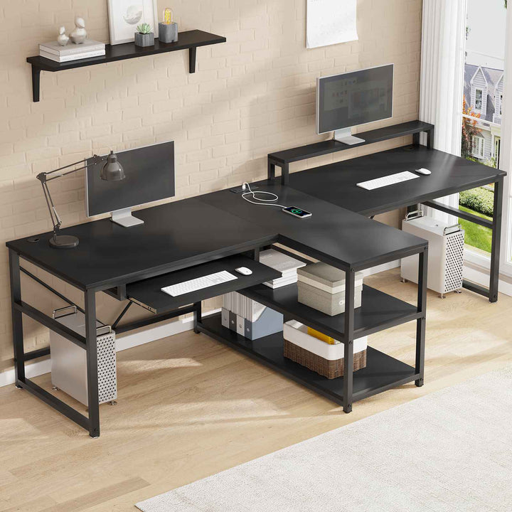 SEDETA 94.5 Inch Office Computer Desk 2 Person Gaming Desk