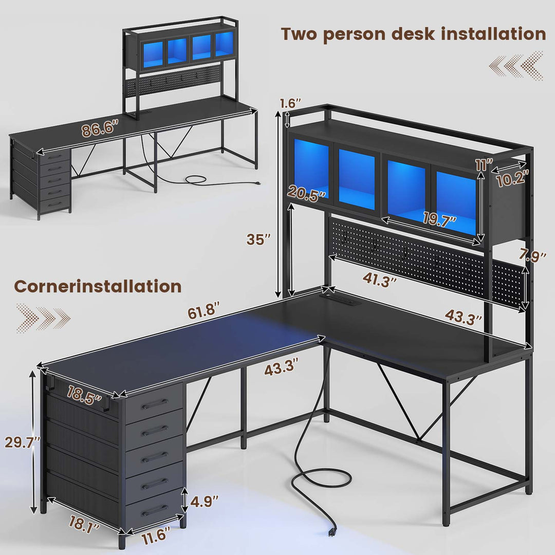 SEDETA 62 Inch L Shaped Gaming Desk Computer Desk