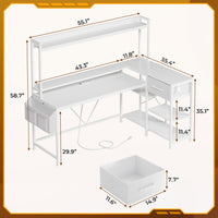 SEDETA 55 Inch L Shaped LED Gaming Desk with Hutch for Home Office