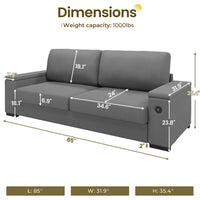 SEDETA 85 Inch Modern Removable Sofas with Extra Deep Seats Storage and 2 USB Charging Ports