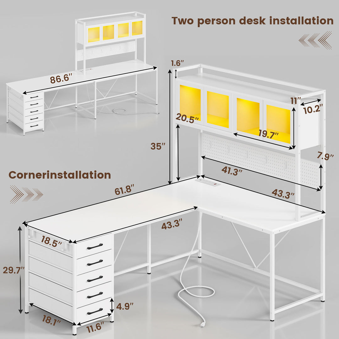 SEDETA 62 Inch L Shaped Gaming Desk Computer Desk