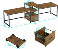 SEDETA 98 Inch 2 Person Office Desk Computer Desk with File Drawers