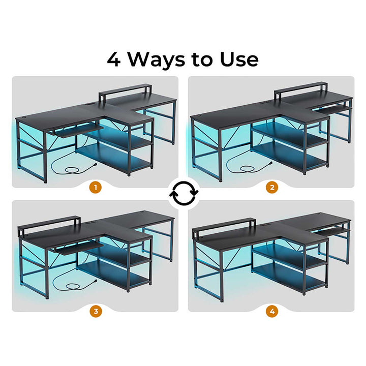 SEDETA 94.5 Inch Office Computer Desk 2 Person Gaming Desk