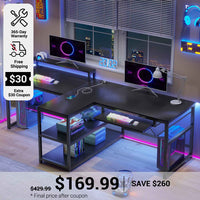 SEDETA 94.5 Inch Office Computer Desk 2 Person Gaming Desk