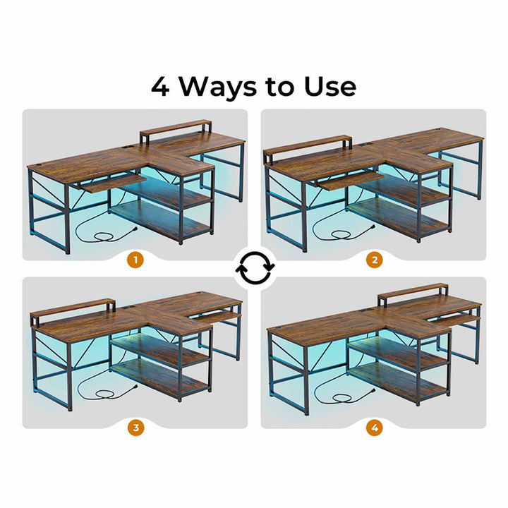 SEDETA 94.5 Inch Office Computer Desk 2 Person Gaming Desk