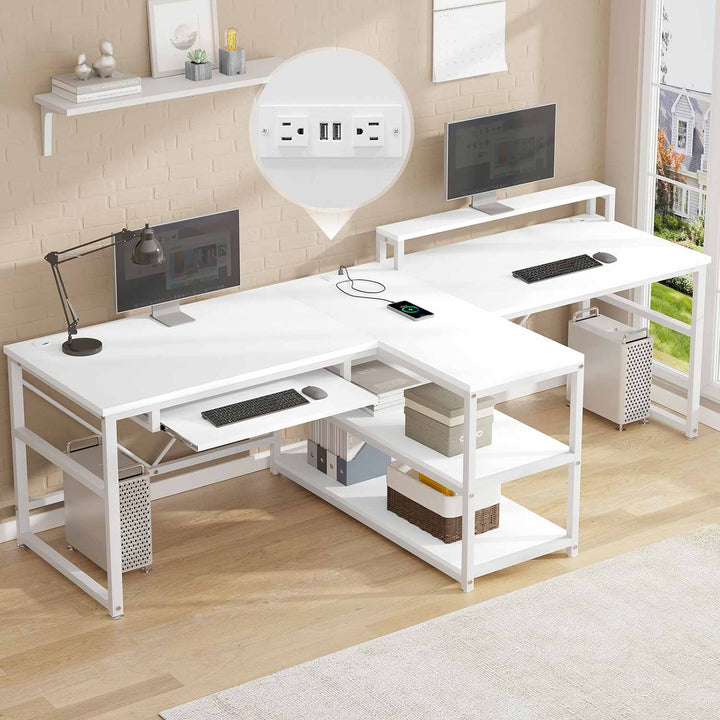 SEDETA 94.5 Inch Office Computer Desk 2 Person Gaming Desk