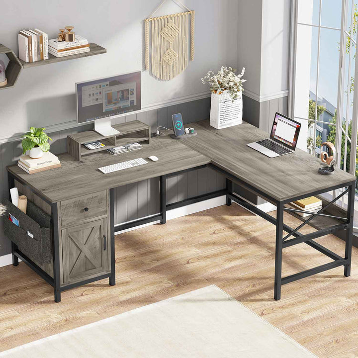 SEDETA 63 Inch L Shaped Convertible Computer Desk with Drawer