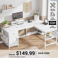 SEDETA 63 Inch L Shaped Convertible Computer Desk with Drawer