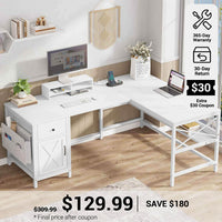 SEDETA® 63 Inch L Shaped Desk Convertible Long Home Office Desk