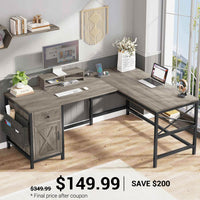 SEDETA 63 Inch L Shaped Convertible Computer Desk with Drawer