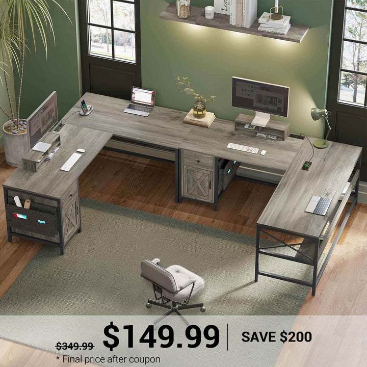 SEDETA 63 Inch L Shaped Convertible Computer Desk with Drawer