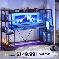 SEDETA® 78.8 Inch LED Gaming Desk Ergonomic Computer Table with Hutch