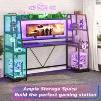 SEDETA 78.8 Inch Gaming Desk  with LED Lights Hutch Storage Shelves