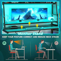 SEDETA® 78.8 Inch LED Gaming Desk Ergonomic Computer Table with Hutch