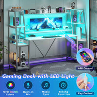 SEDETA | 78.8 Inch LED Ergonomic Gaming Table with Storage Shelves