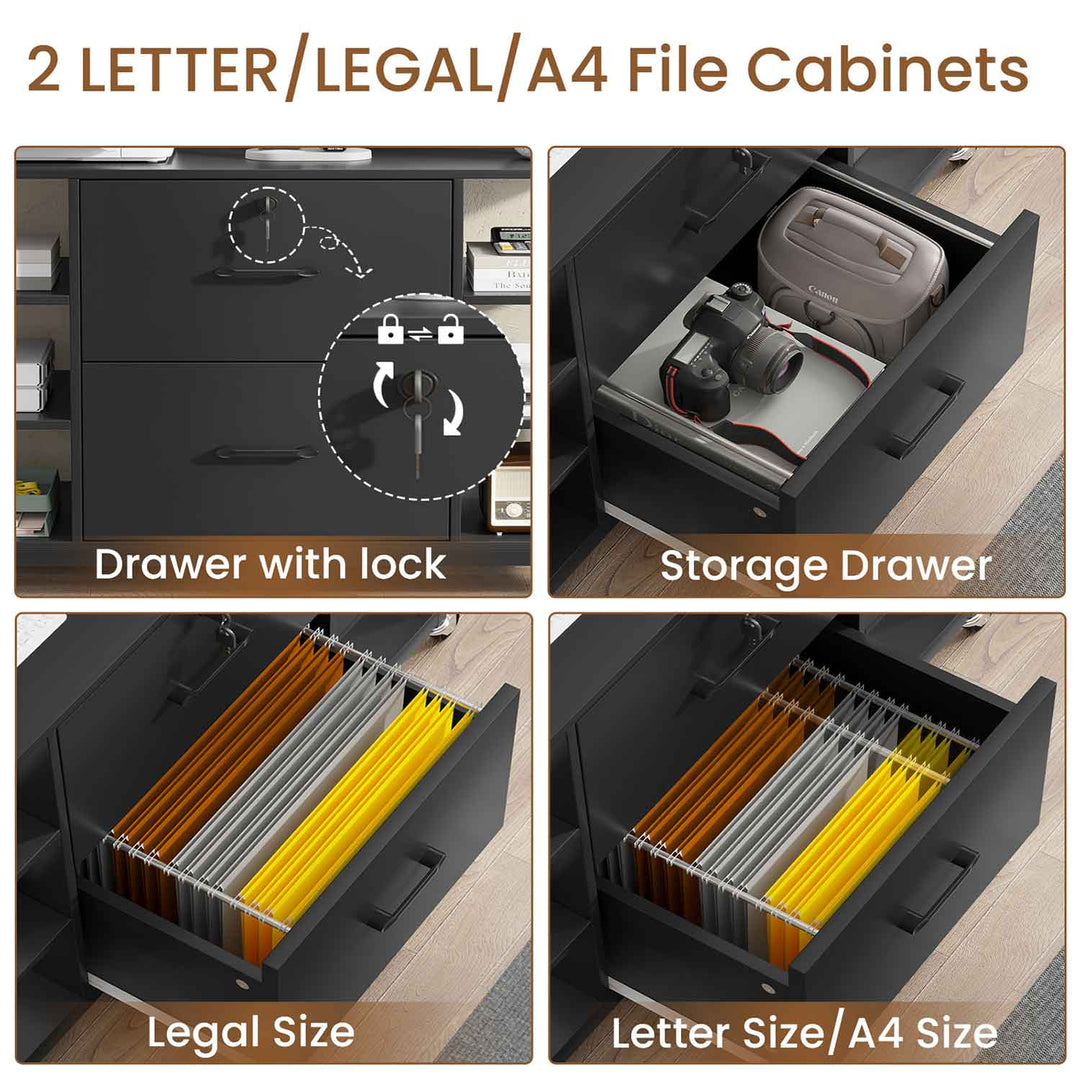 SEDETA 44 Inch 2 Drawer File Cabinet Filing Cabinet