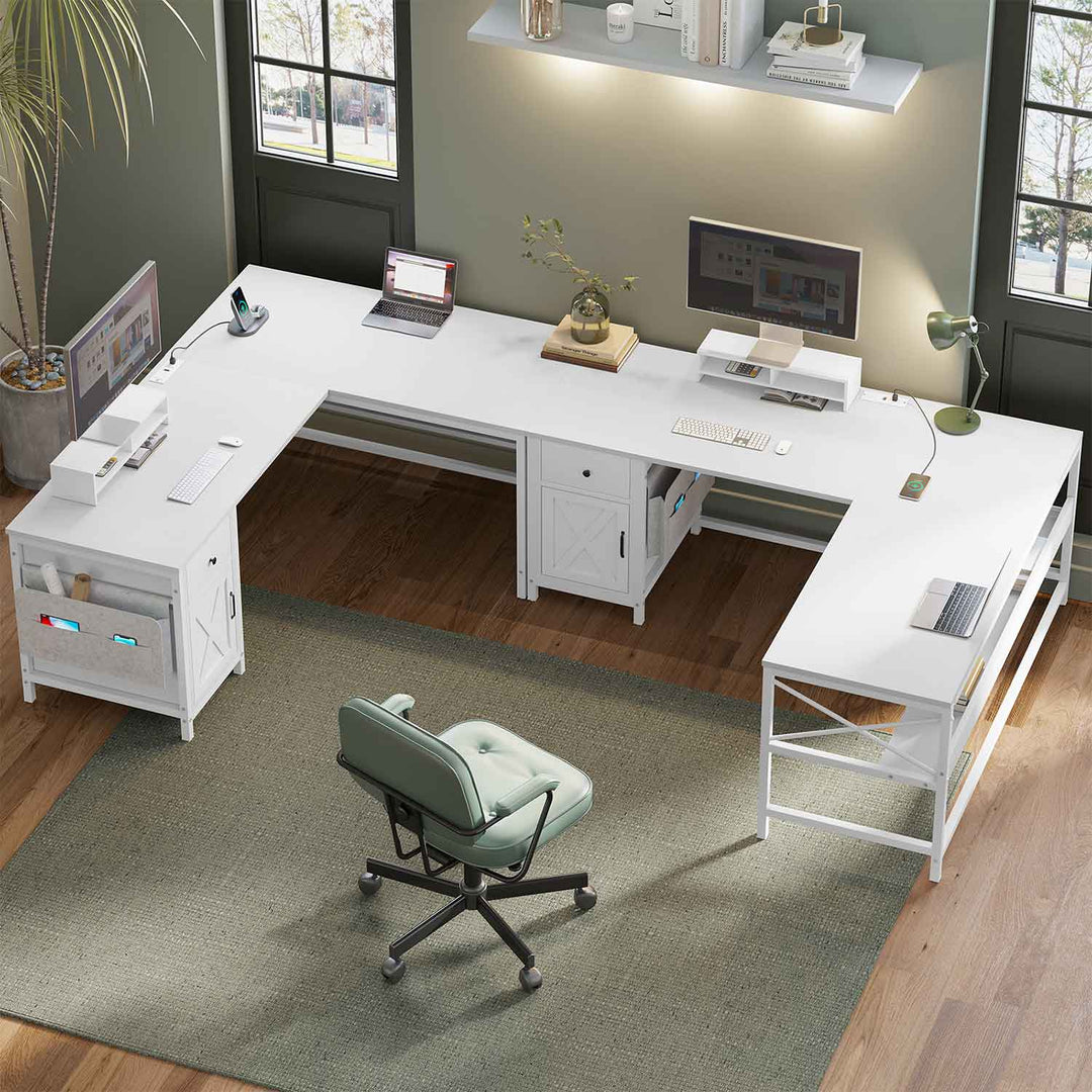 SEDETA 63 Inch L Shaped Convertible Computer Desk with Drawer