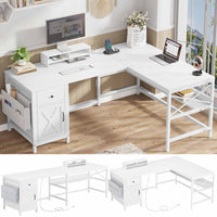 SEDETA 63 Inch L Shaped Convertible Computer Desk with Drawer