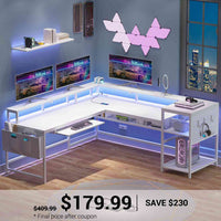 SEDETA 96 Inch L Shaped Gaming Desk Reversible Computer Desk