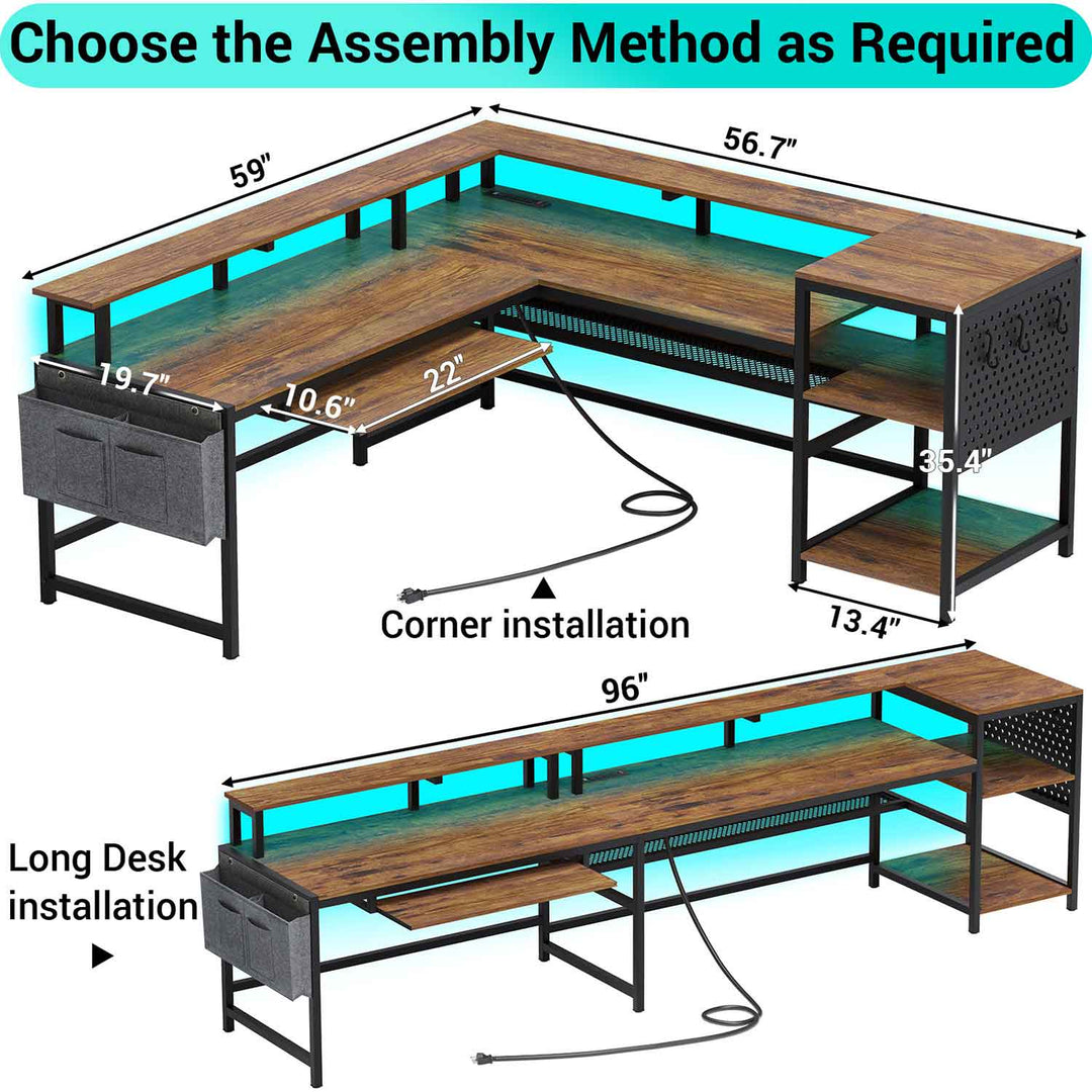 SEDETA 96 Inch L Shaped Gaming Desk Reversible Computer Desk