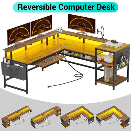 SEDETA 96 Inch L Shaped Gaming Desk Reversible Computer Desk