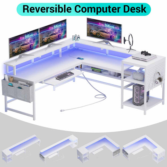 SEDETA 96 Inch L Shaped Gaming Desk Reversible Computer Desk