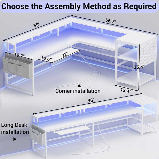 SEDETA 96 Inch L Shaped Gaming Desk Reversible Computer Desk