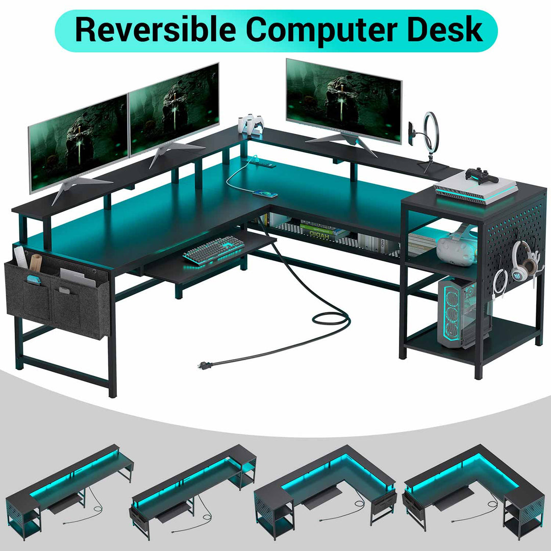 SEDETA 96 Inch L Shaped Gaming Desk Reversible Computer Desk