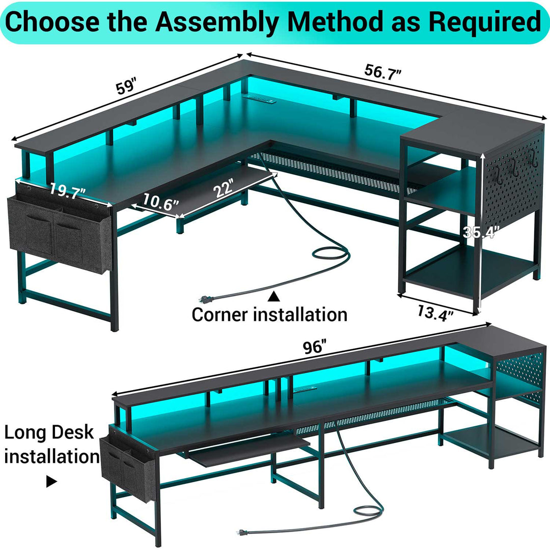 SEDETA 96 Inch L Shaped Gaming Desk Reversible Computer Desk