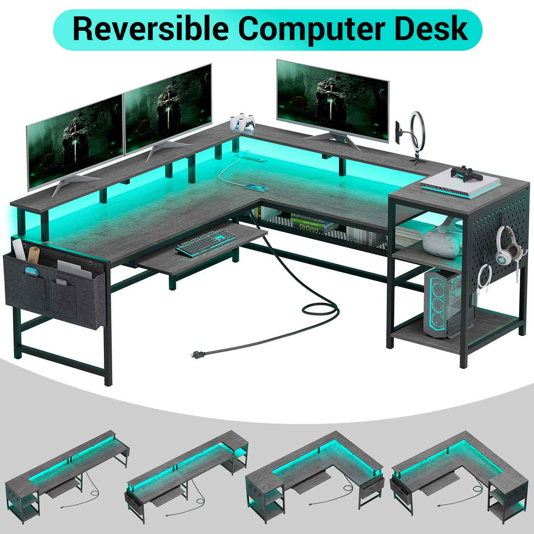 SEDETA 96 Inch L Shaped Gaming Desk Reversible Computer Desk