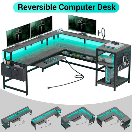 SEDETA 96 Inch L Shaped Gaming Desk Reversible Computer Desk